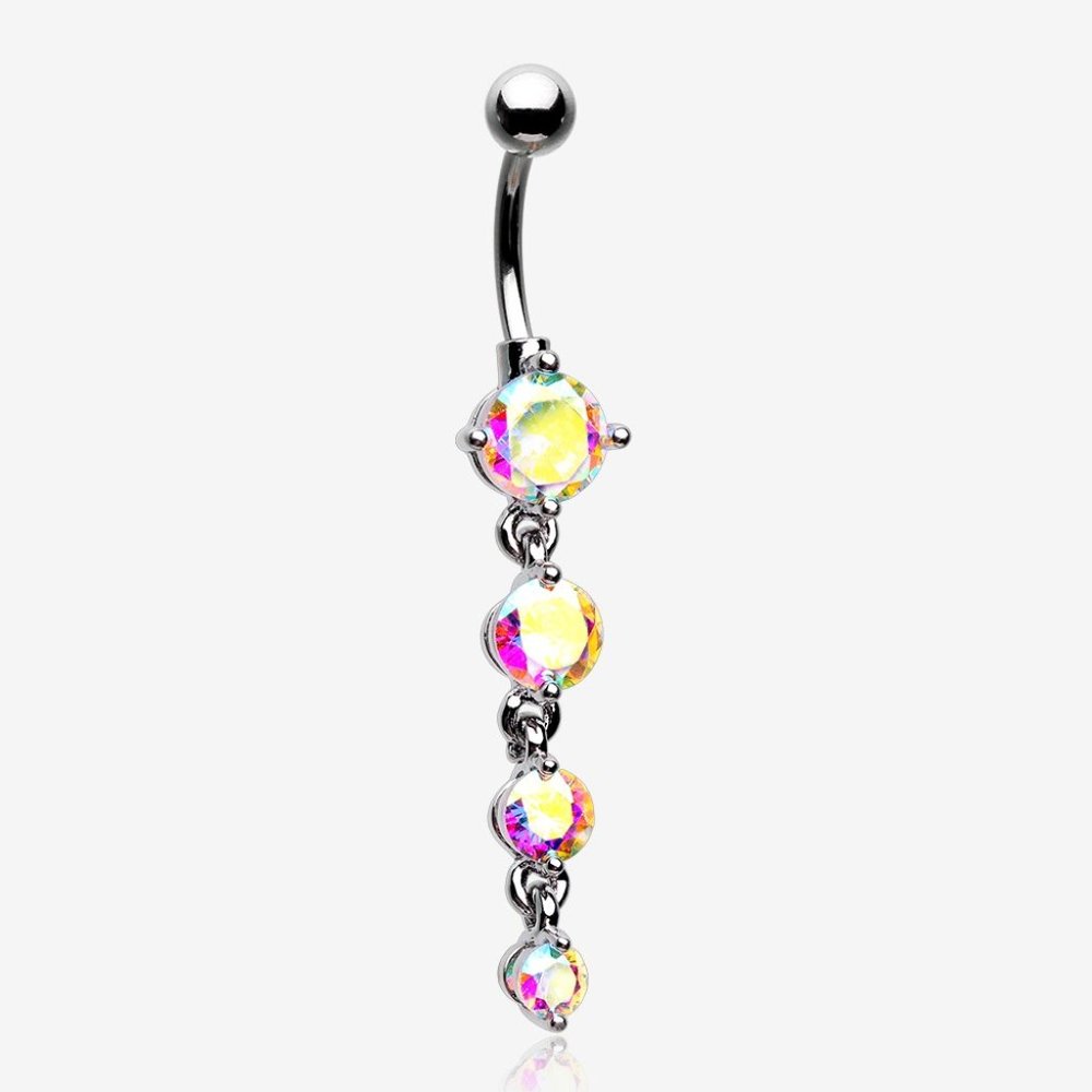 Radiant Sparkle Cascade Chandelier Belly Button Ring